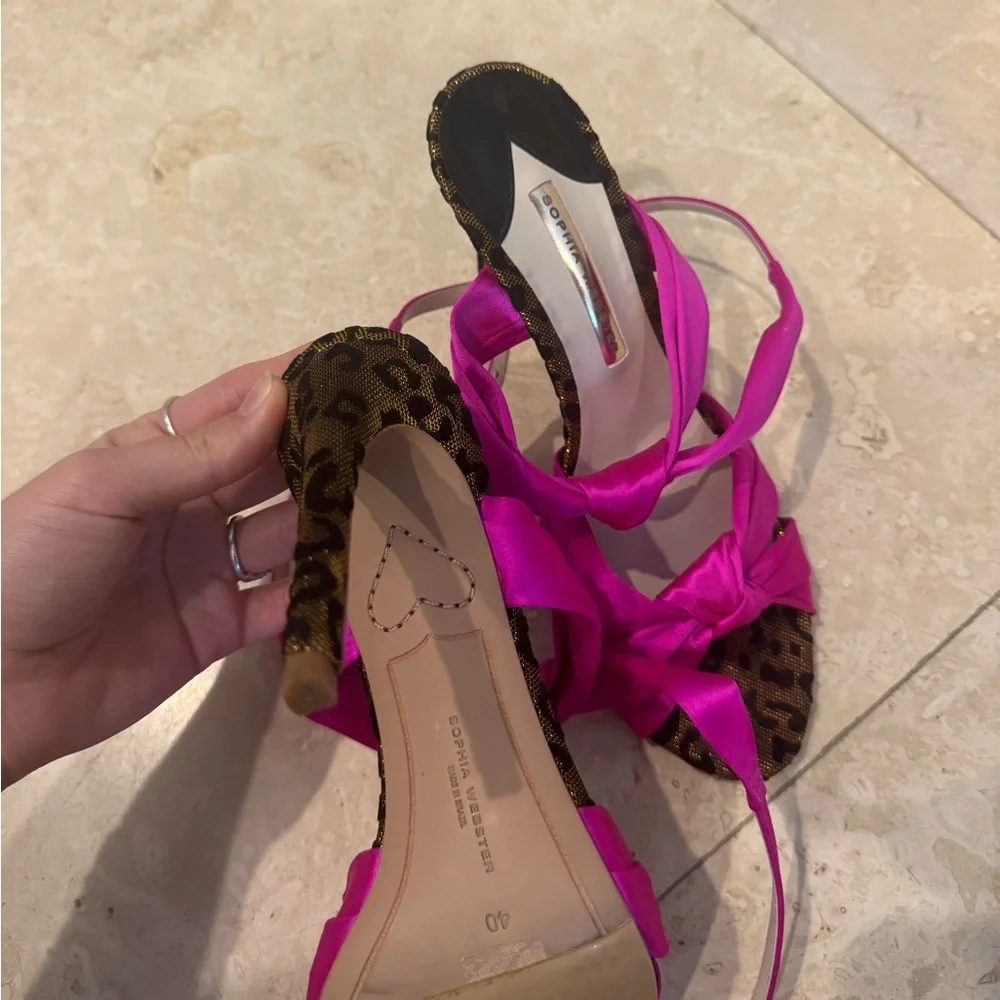 Sophia Webster Fuchsia and Leopard print heels - Picture 2 of 2